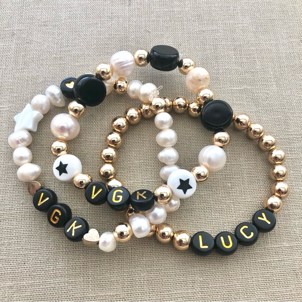 VGK Vegas Golden Knights Pearl Gold Bracelets